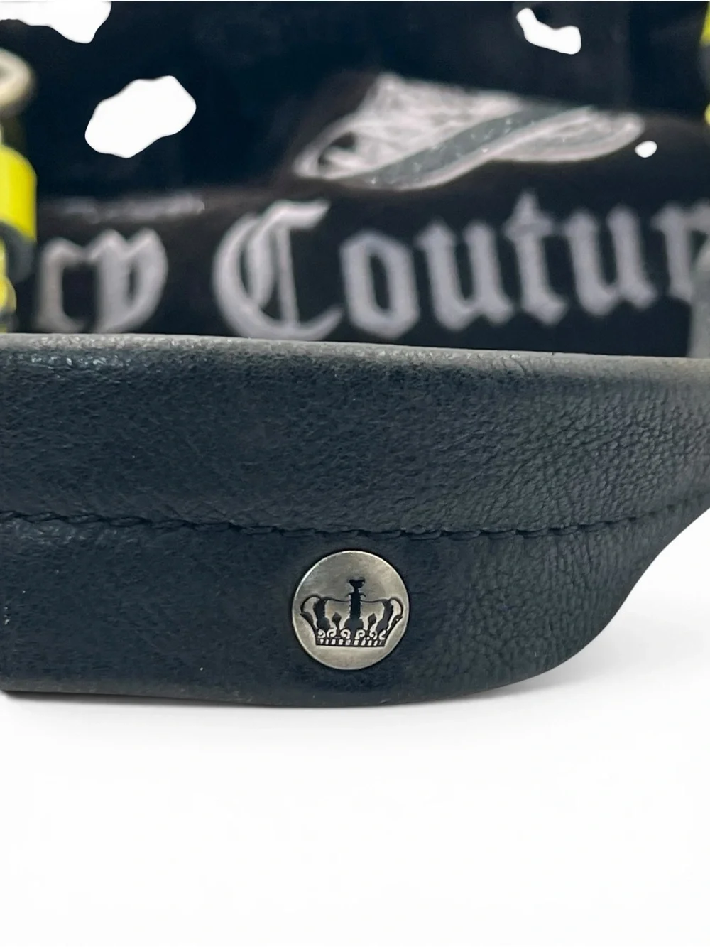 Vintage Y2K Juicy Couture Black Velour Hobo Bag Neon Yellow Scottie Crown Logo